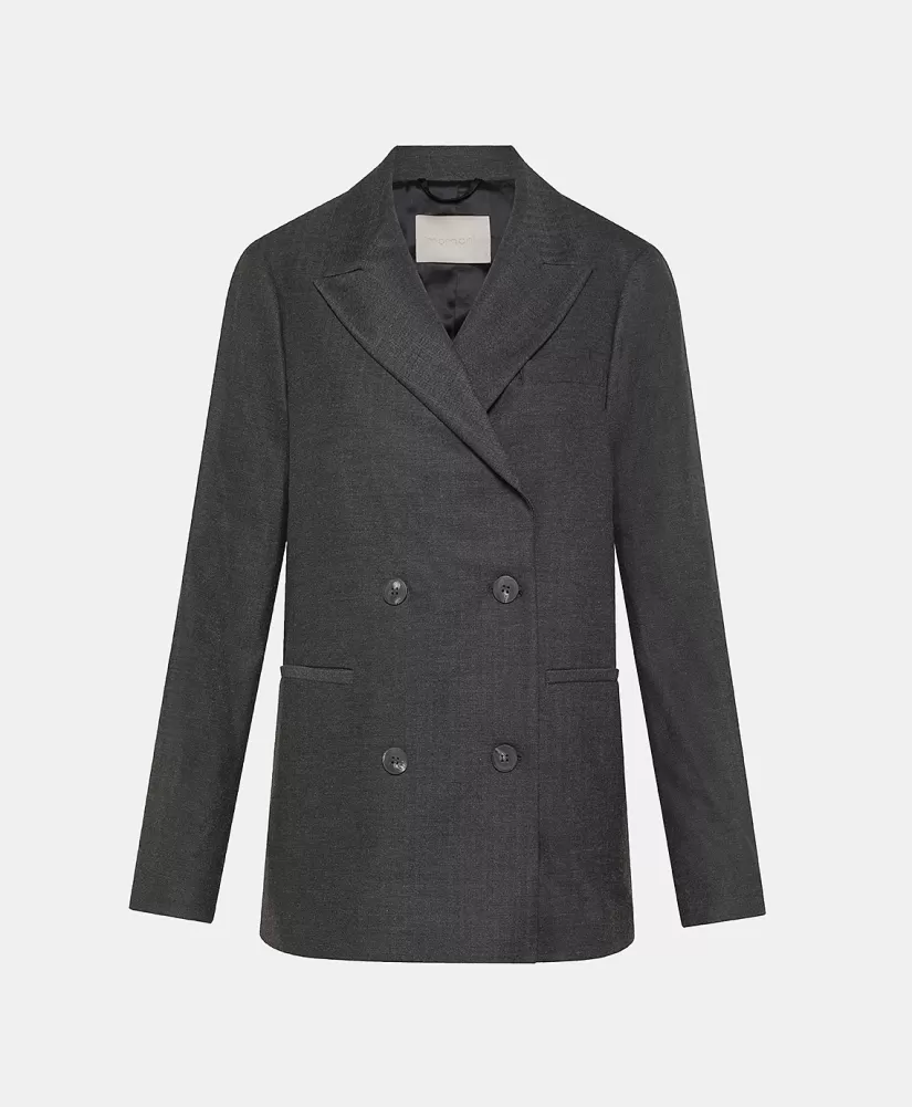 GIACCA ROSEMARY IN CHEVRON VISCOSA LANA STRATCH-GRIGIO CARBONE-Momoni Store
