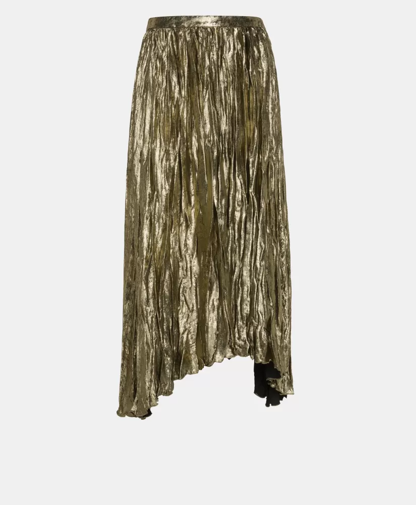 GONNA EVALINE PLISSE' IN LAMINATO FLUIDO -ORO SCURO-Momoni Hot