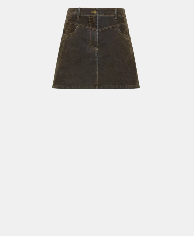 GONNA TEMPURA IN DENIM FLOCK-VERDE MILITARE-Momoni Best