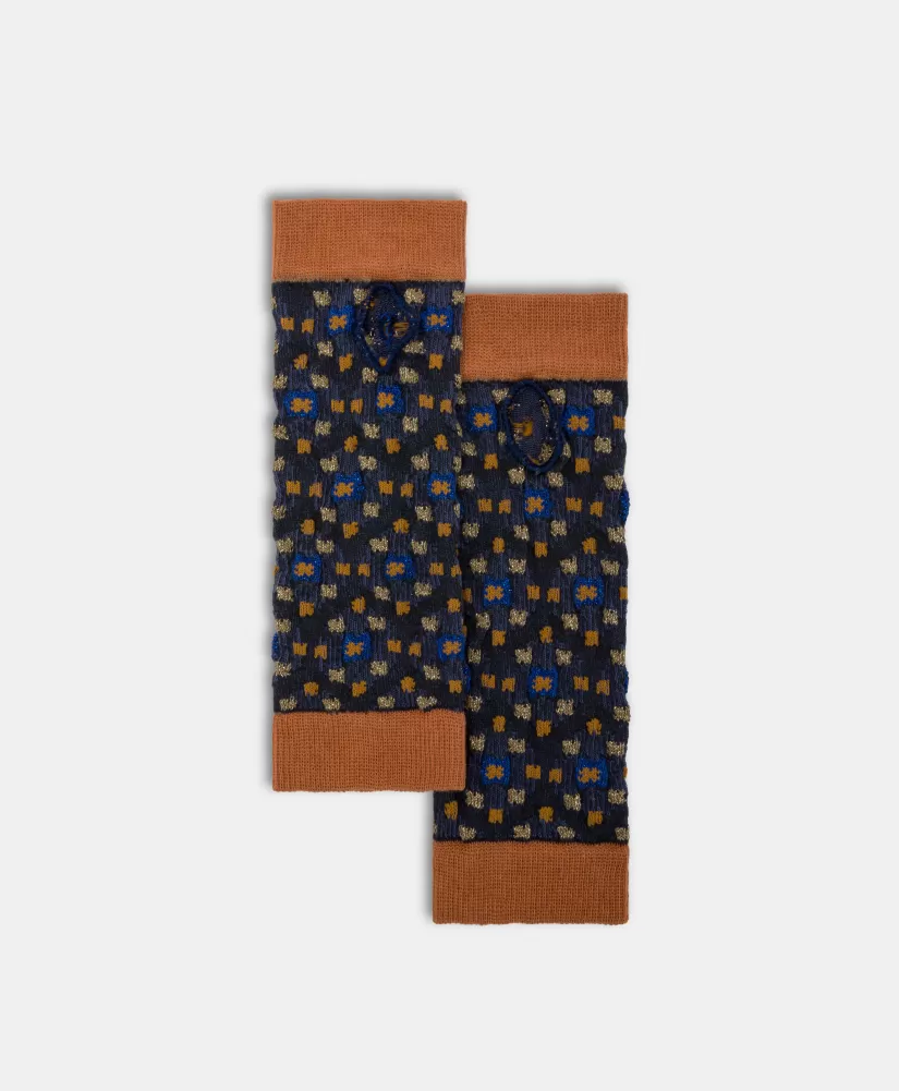 GUANTI AIKA IN CALZINO JACQUARD-BLU MULTICOLORE-Momoni Outlet