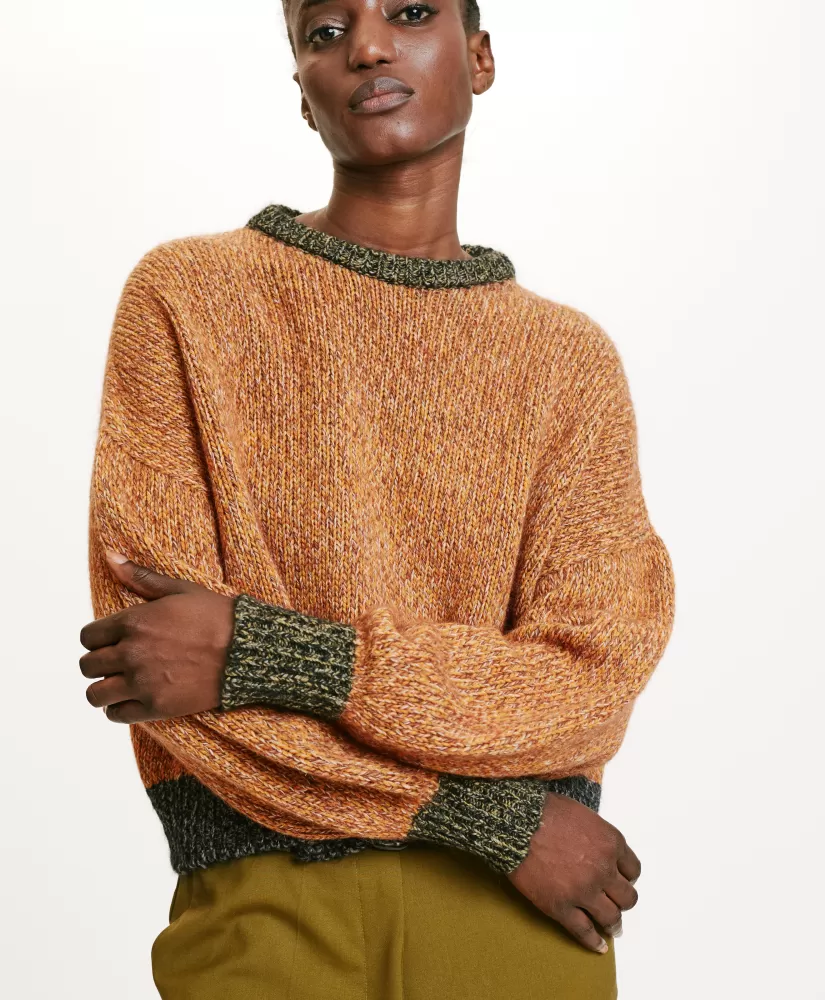 MAGLIA HEBI MOULINE COLOR BLOCK-MULTICOLORE ARANCIONE-Momoni Best