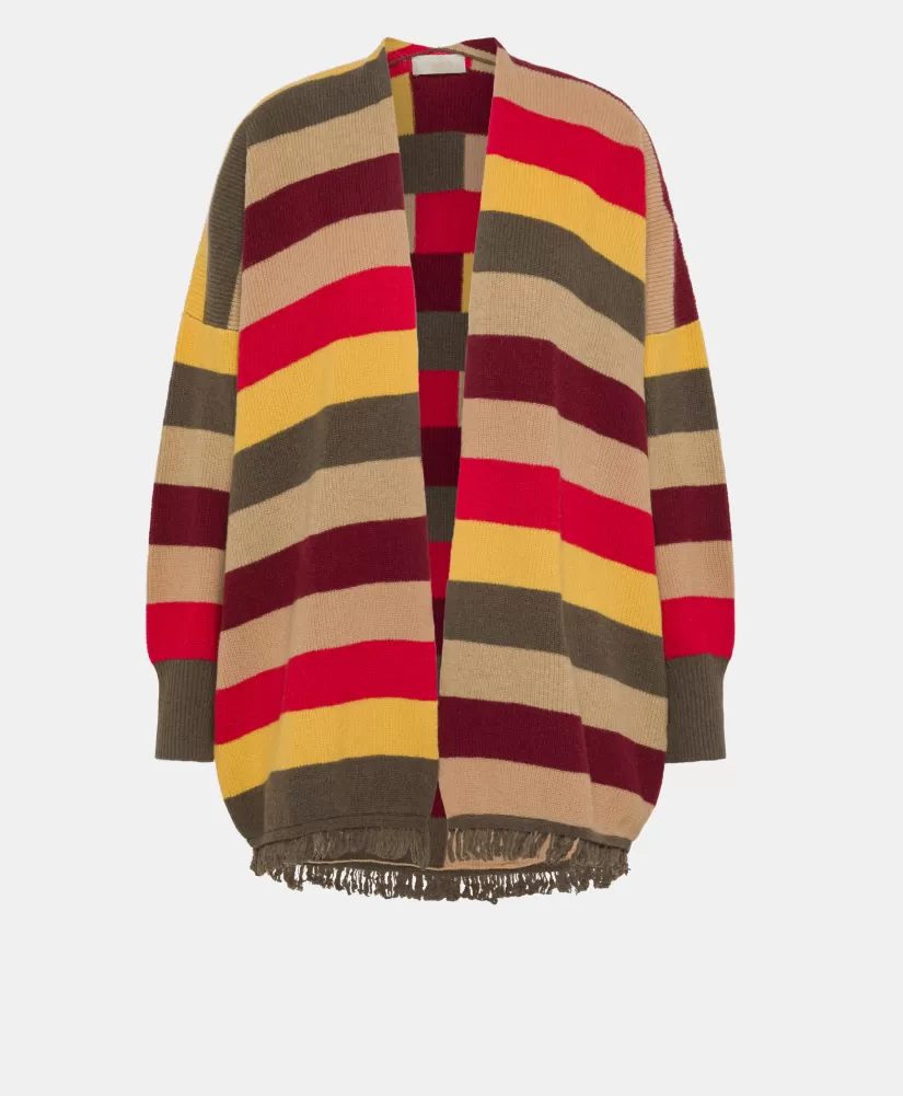 MAGLIA HOKKAIDO RIGATA MULTICOLOR-ROSSO MULTICOLORE-Momoni Shop
