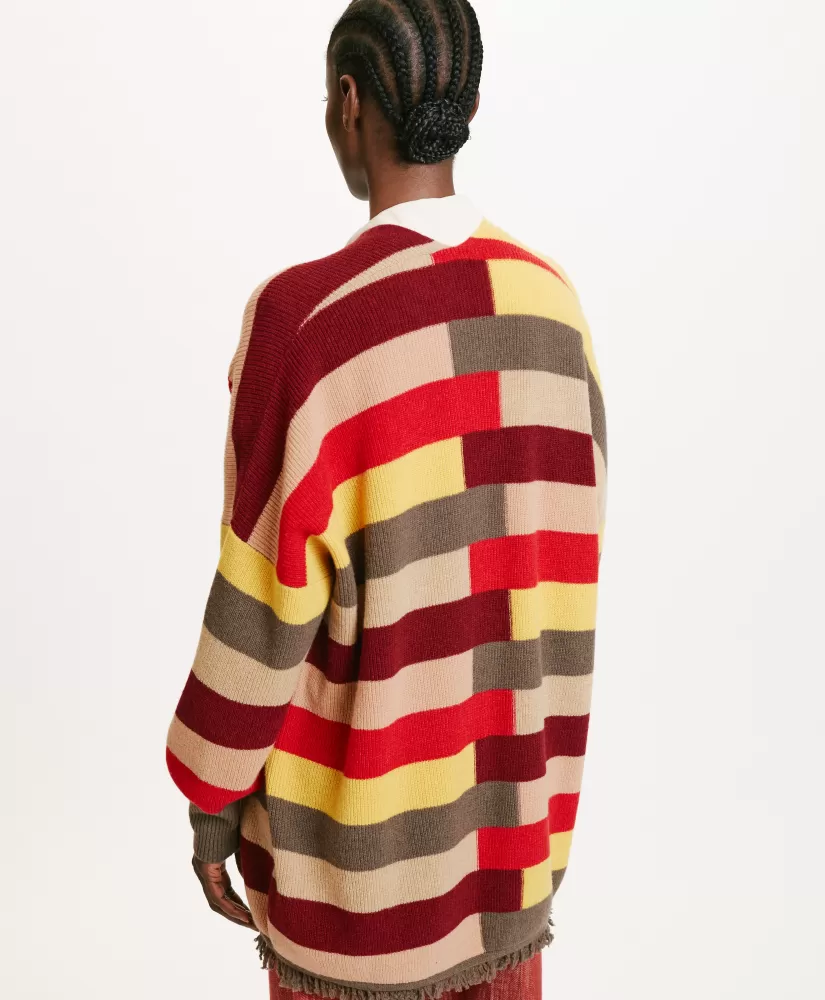 MAGLIA HOKKAIDO RIGATA MULTICOLOR-ROSSO MULTICOLORE-Momoni Shop