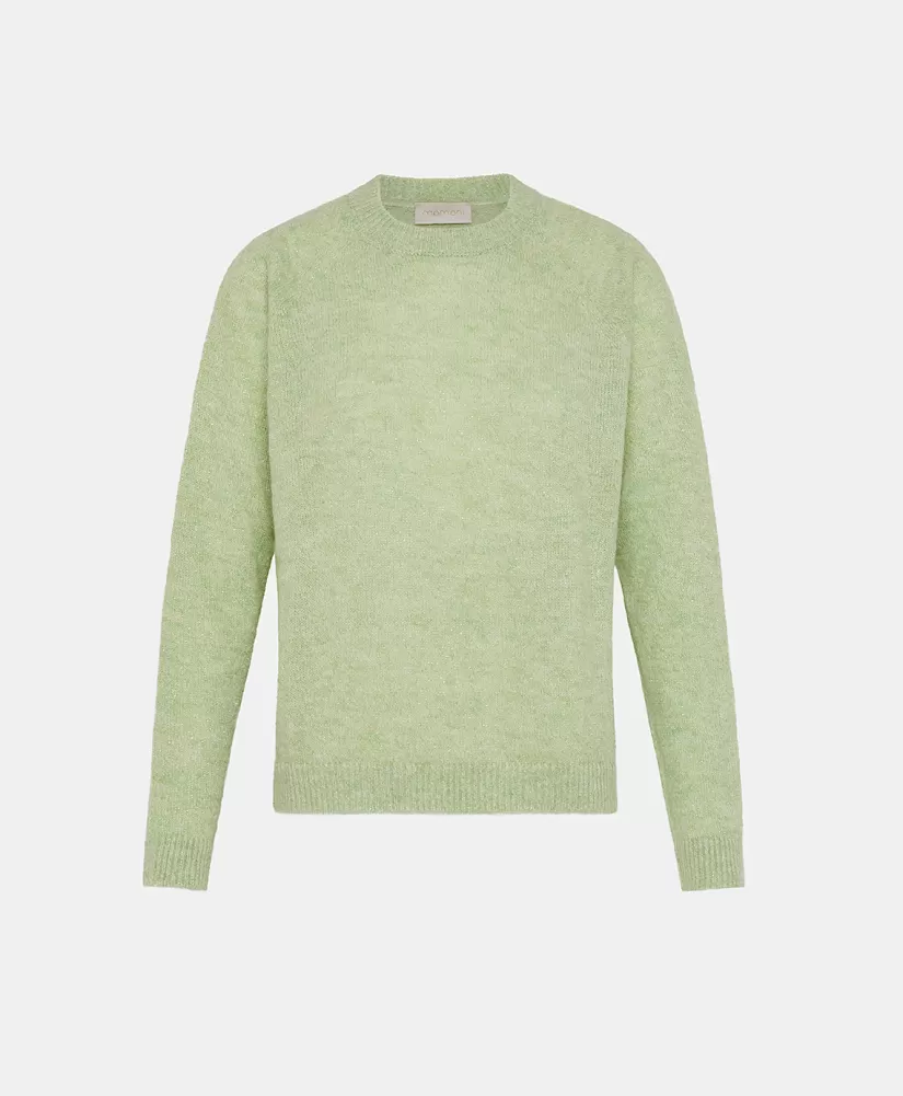 MAGLIA KYO IN MOHAIR MISTO LUREX-VERDE ACIDO-Momoni Outlet
