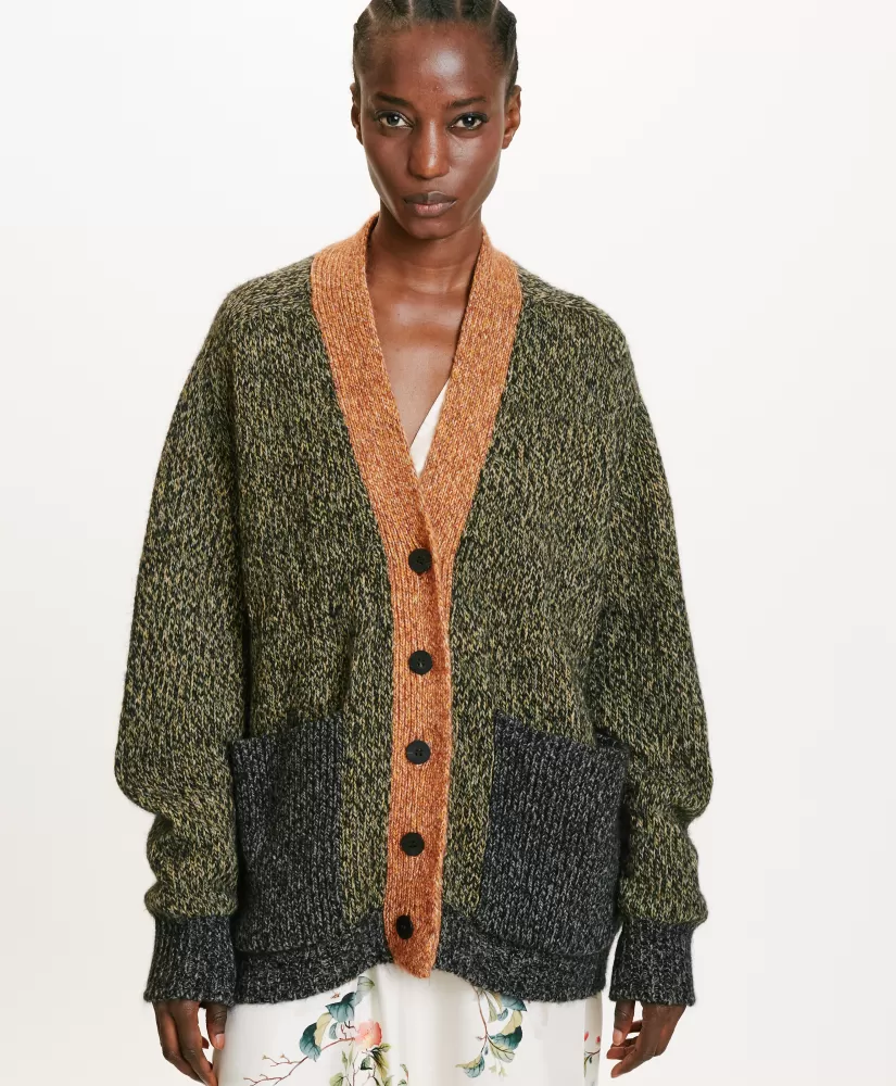 MAGLIA NATSU MOULINE COLOR BLOCK-MULTICOLORE VERDE-Momoni Fashion