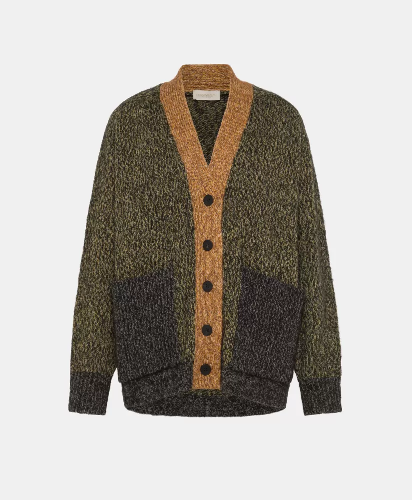 MAGLIA NATSU MOULINE COLOR BLOCK-MULTICOLORE VERDE-Momoni Fashion