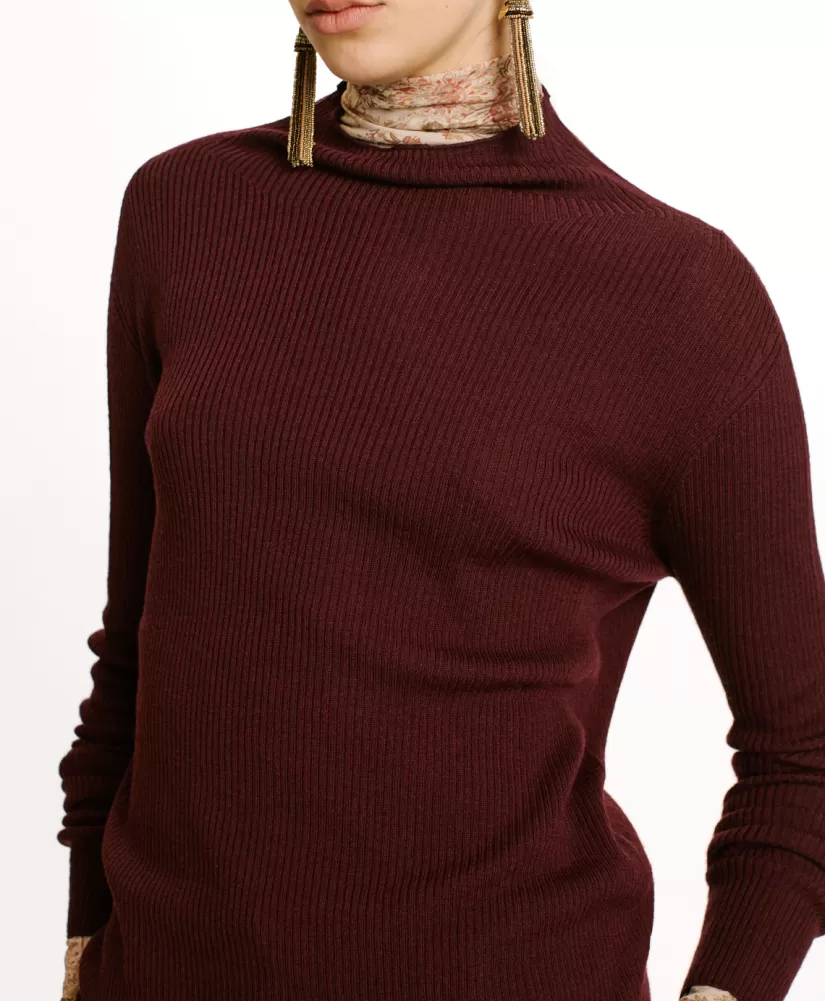 MAGLIA TORA IN LANA MERINOS-MOSTO D'UVA-Momoni Cheap