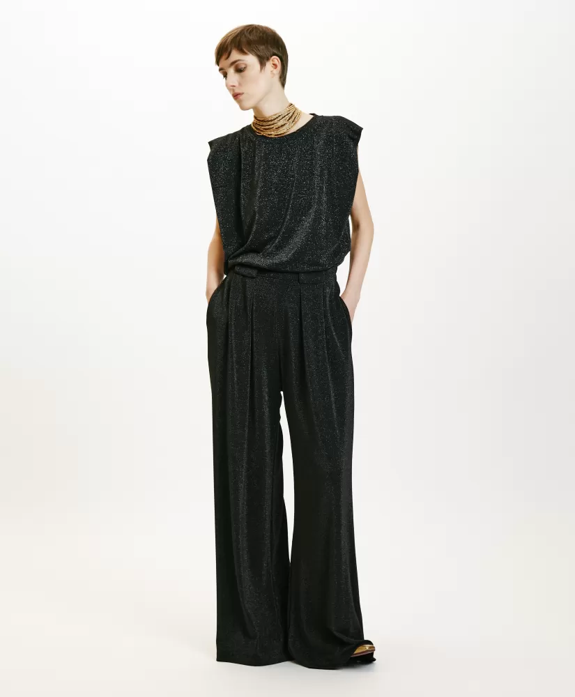 PANTALONE ASPEN IN JERSEY LUREX -GRIGIO CARBONE-Momoni Shop