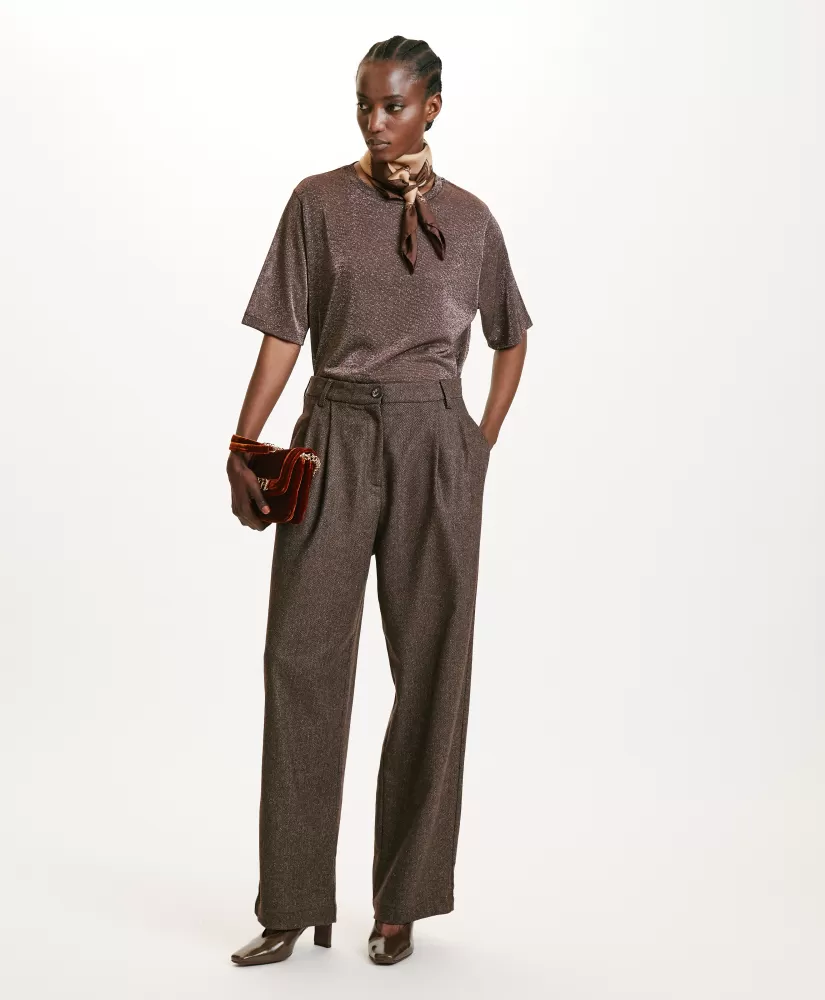 PANTALONI ADAM IN CHEVRON MISTO LANA BICOLOR--Momoni Fashion