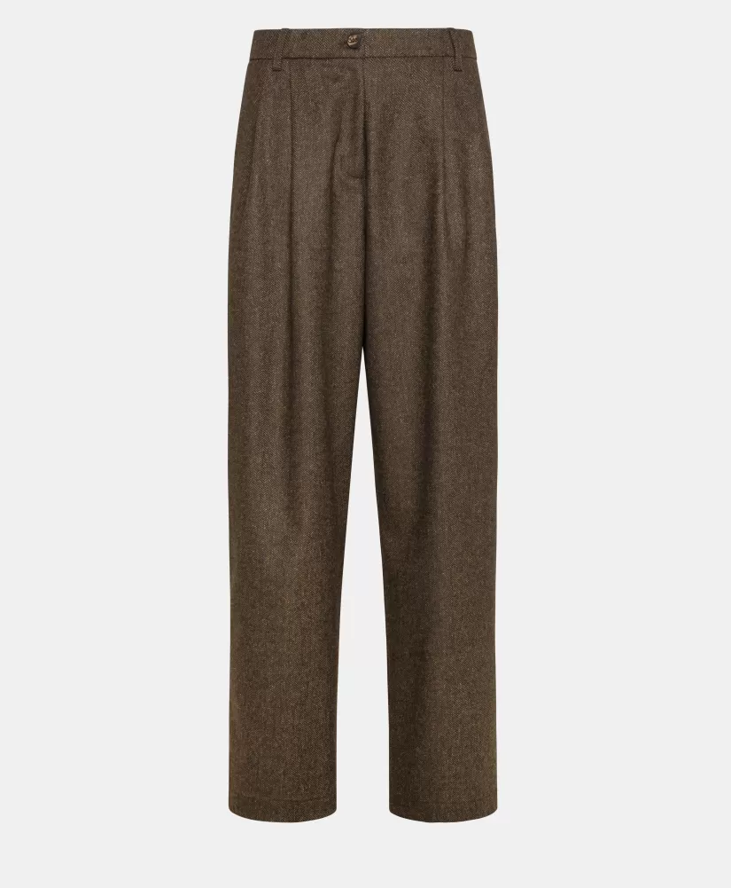 PANTALONI ADAM IN CHEVRON MISTO LANA BICOLOR--Momoni Fashion