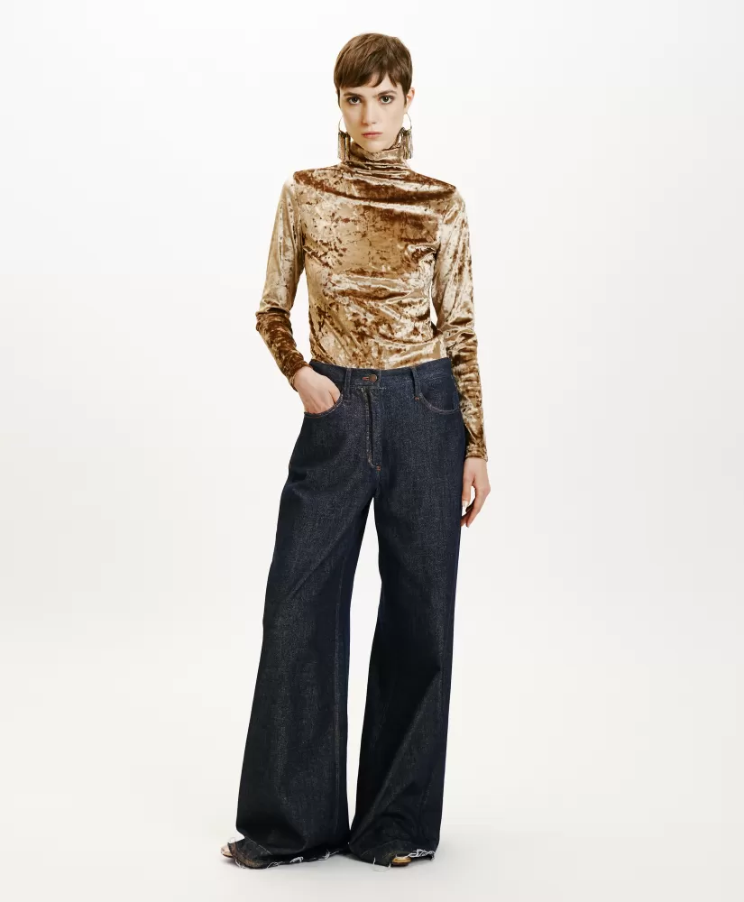 PANTALONI AOKI IN DENIM LAMINATO--Momoni Discount