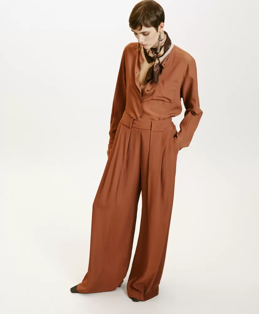 PANTALONI ASPEN IN ACETATO/SETA UNITO--Momoni Outlet