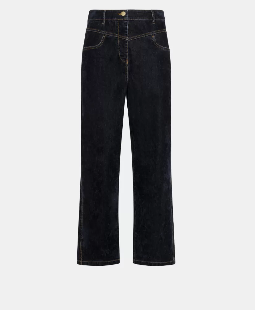 PANTALONI AZUKI IN DENIM FLOCK--Momoni Sale
