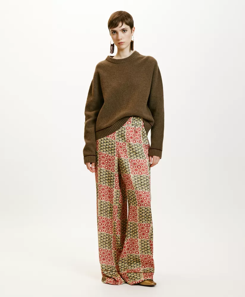 PANTALONI DAIKI IN VISCOSA JACQUARD STAMPATA--Momoni Shop