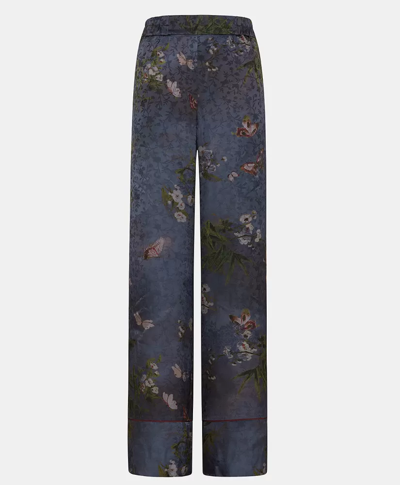 PANTALONI DAIKI IN VISCOSA JACQUARD STAMPATA-MULTICOLORE GRIGIO POLVERE-Momoni Cheap