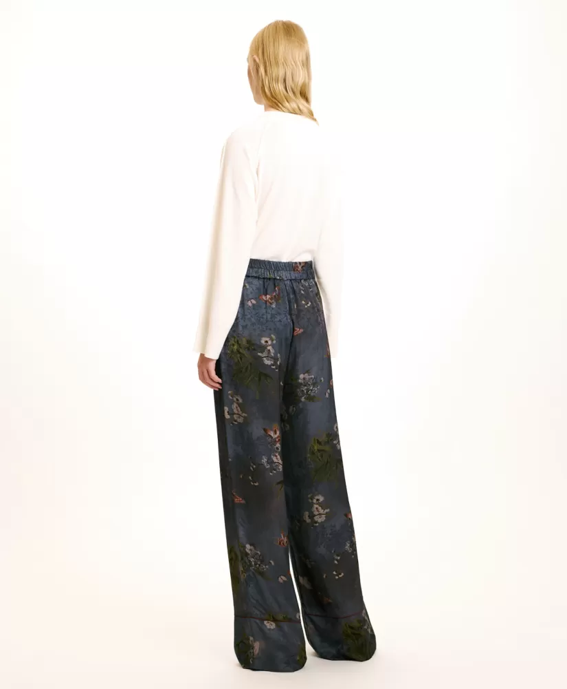 PANTALONI DAIKI IN VISCOSA JACQUARD STAMPATA-MULTICOLORE GRIGIO POLVERE-Momoni Cheap