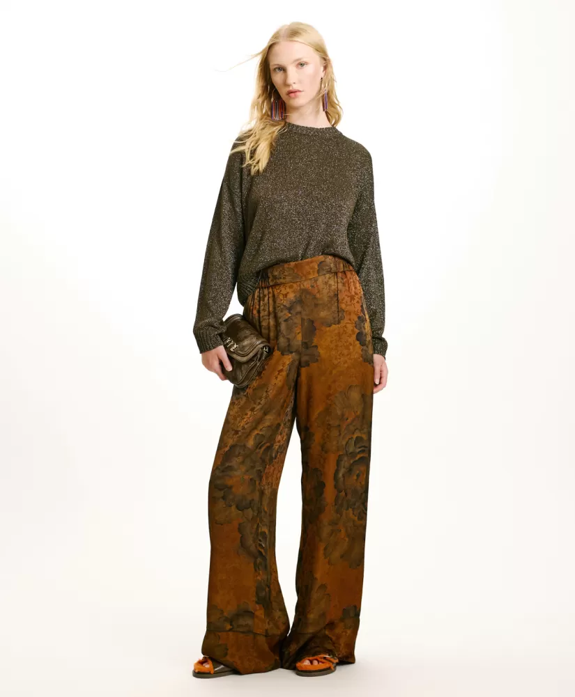 PANTALONI DAIKI IN VISCOSA JACQUARD STAMPATA--Momoni Online