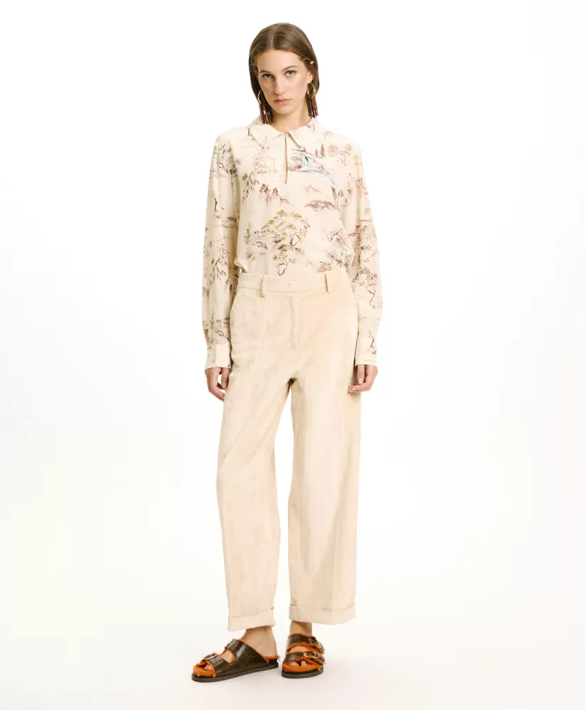 PANTALONI DANGO IN VELLUTO A COSTE STRETCH--Momoni Discount