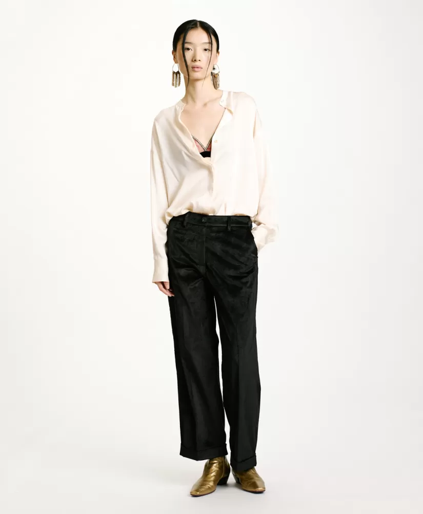 PANTALONI DANGO IN VELLUTO A COSTE STRETCH--Momoni Shop