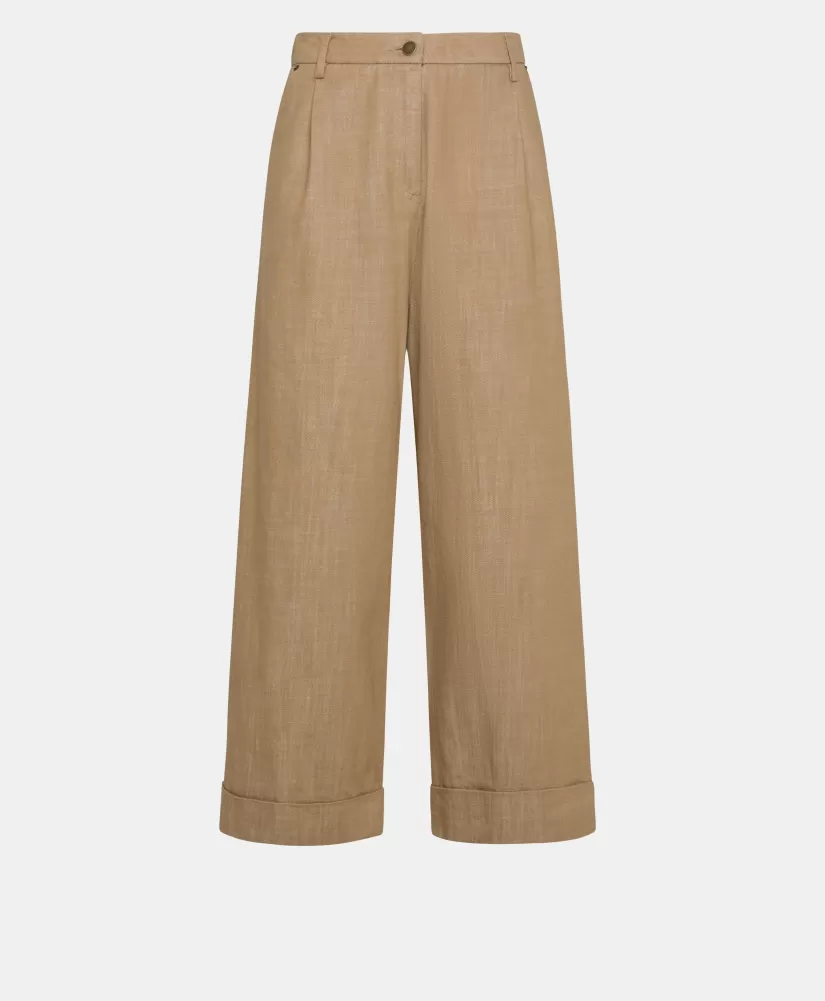 PANTALONI GRECALE IN DENIM COLOR FERMO--Momoni Flash Sale