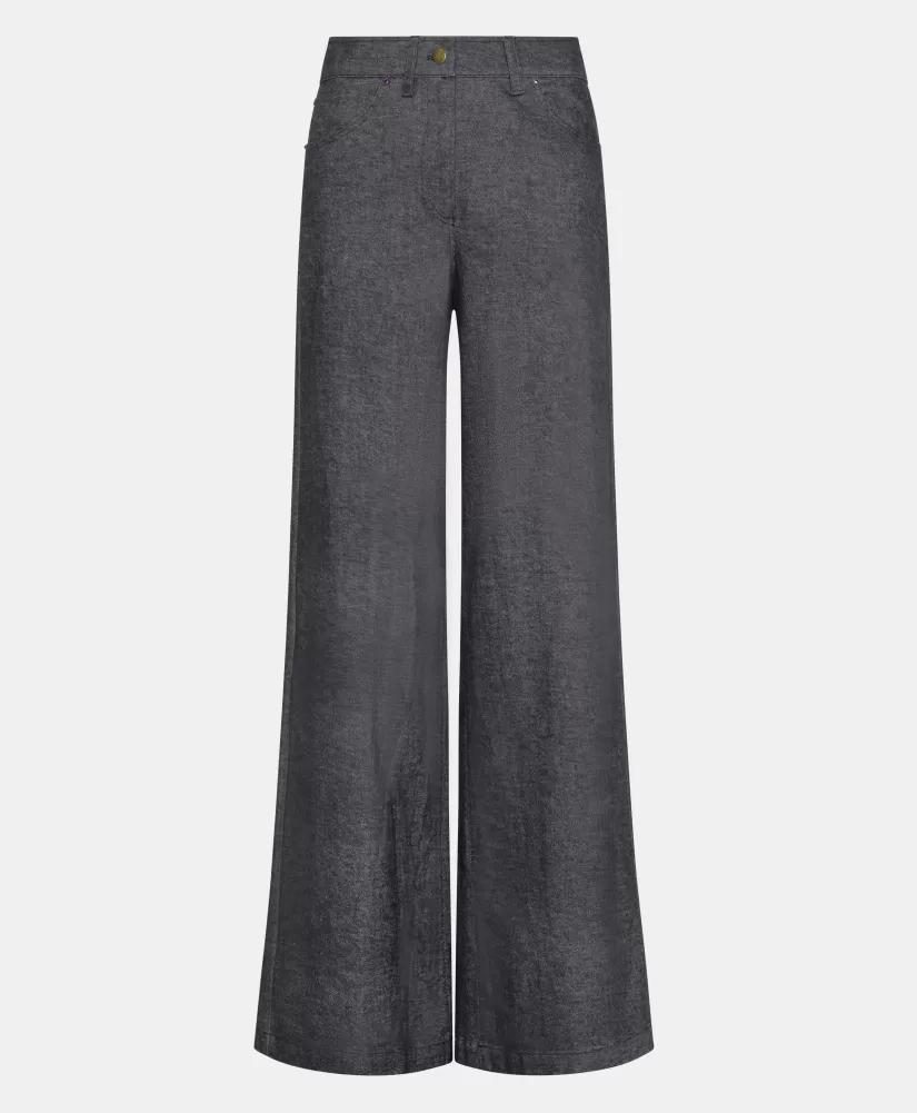 PANTALONI GUSTAVE IN DENIM COTONE LANA STRETCH-BLU JEANS-Momoni Outlet