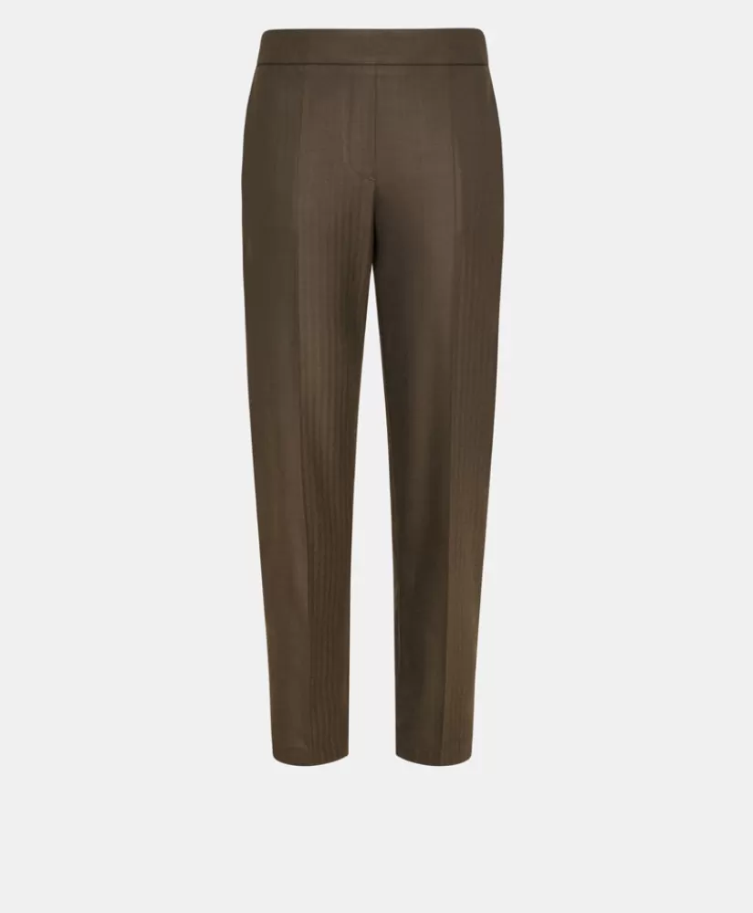 PANTALONI HAITI IN CHEVRON VISCOSA LANA STRATCH-MARRONE SCURO-Momoni Online