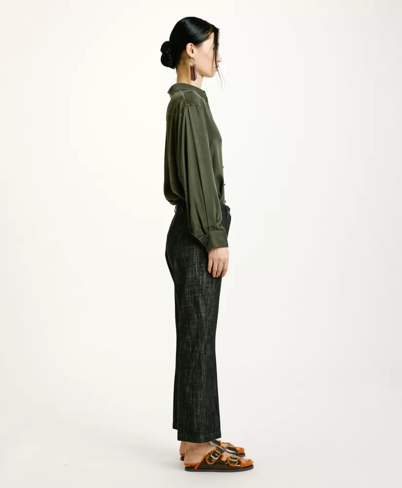 PANTALONI INDRA IN DENIM COLOR FERMO--Momoni Store