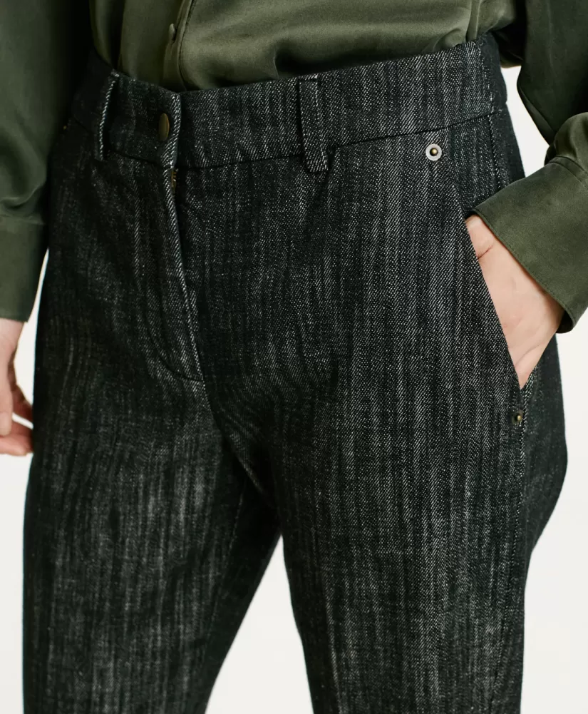PANTALONI INDRA IN DENIM COLOR FERMO--Momoni Store