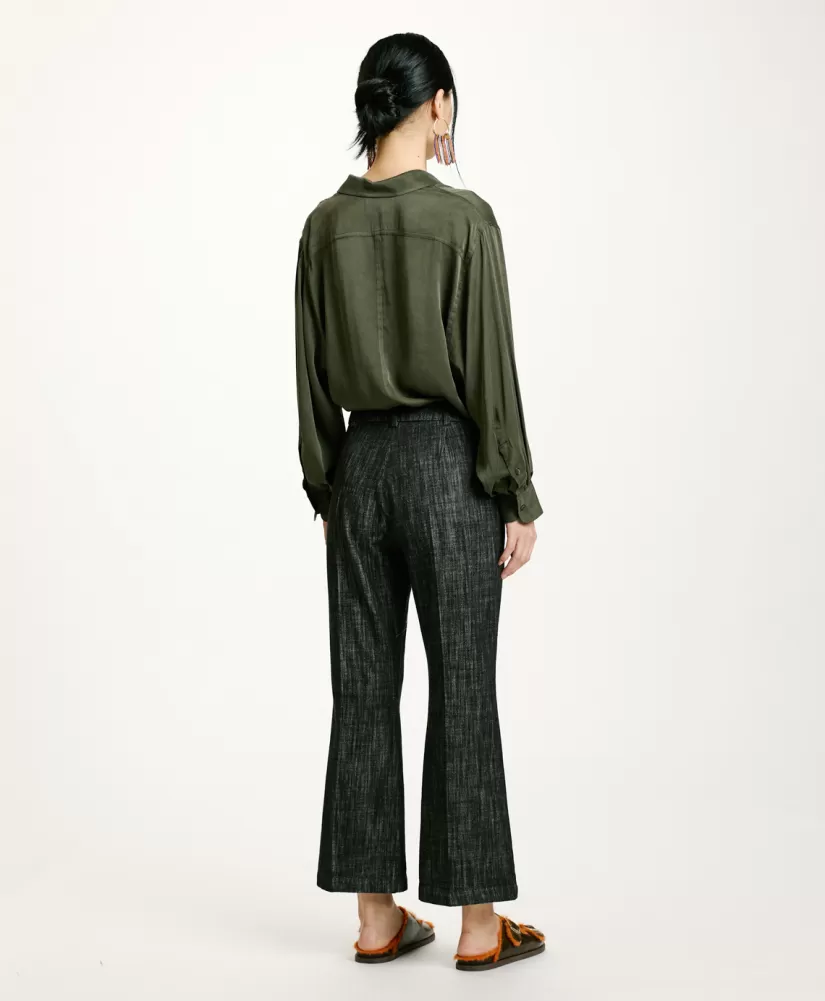 PANTALONI INDRA IN DENIM COLOR FERMO--Momoni Store