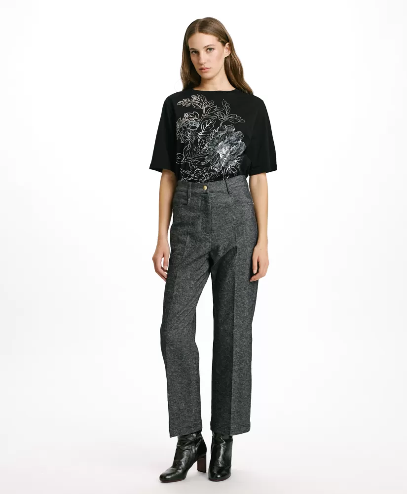 PANTALONI JACQUES IN DENIM COTONE LANA STRETCH-BLU JEANS-Momoni Best