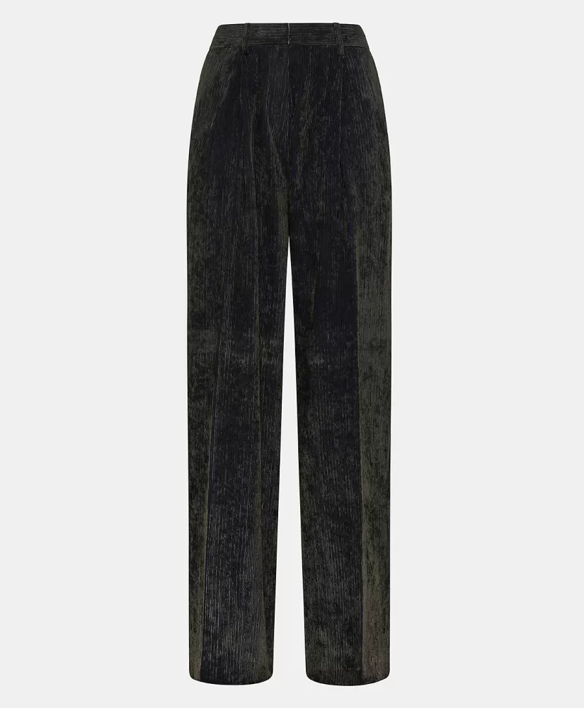 PANTALONI KYOTO IN VELLUTO STRETCH BICOLOR-GRIGIO CARBONE-Momoni Sale