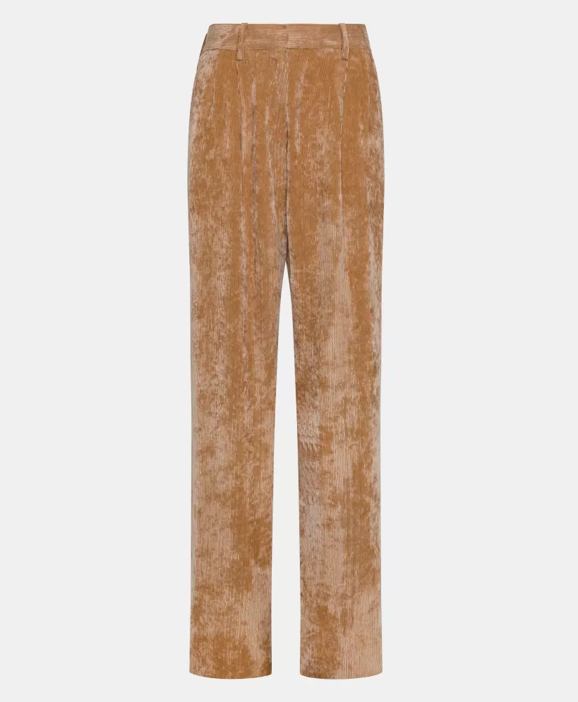 PANTALONI KYOTO IN VELLUTO STRETCH BICOLOR--Momoni Cheap