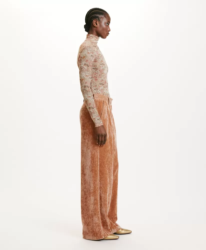 PANTALONI KYOTO IN VELLUTO STRETCH BICOLOR--Momoni Cheap