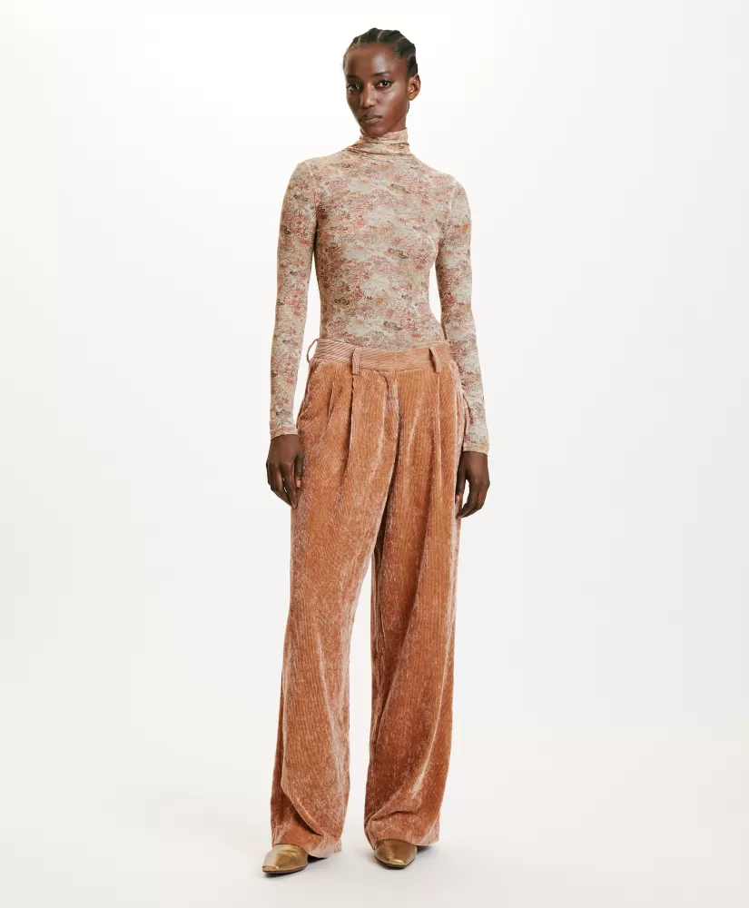 PANTALONI KYOTO IN VELLUTO STRETCH BICOLOR--Momoni Cheap