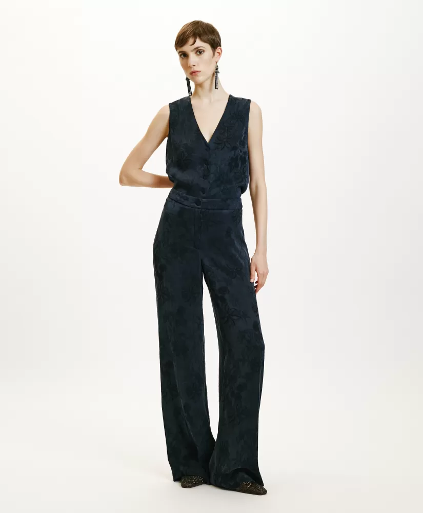 PANTALONI MISAKI IN LYONCEL VISCOSA JACQUARD--Momoni Store