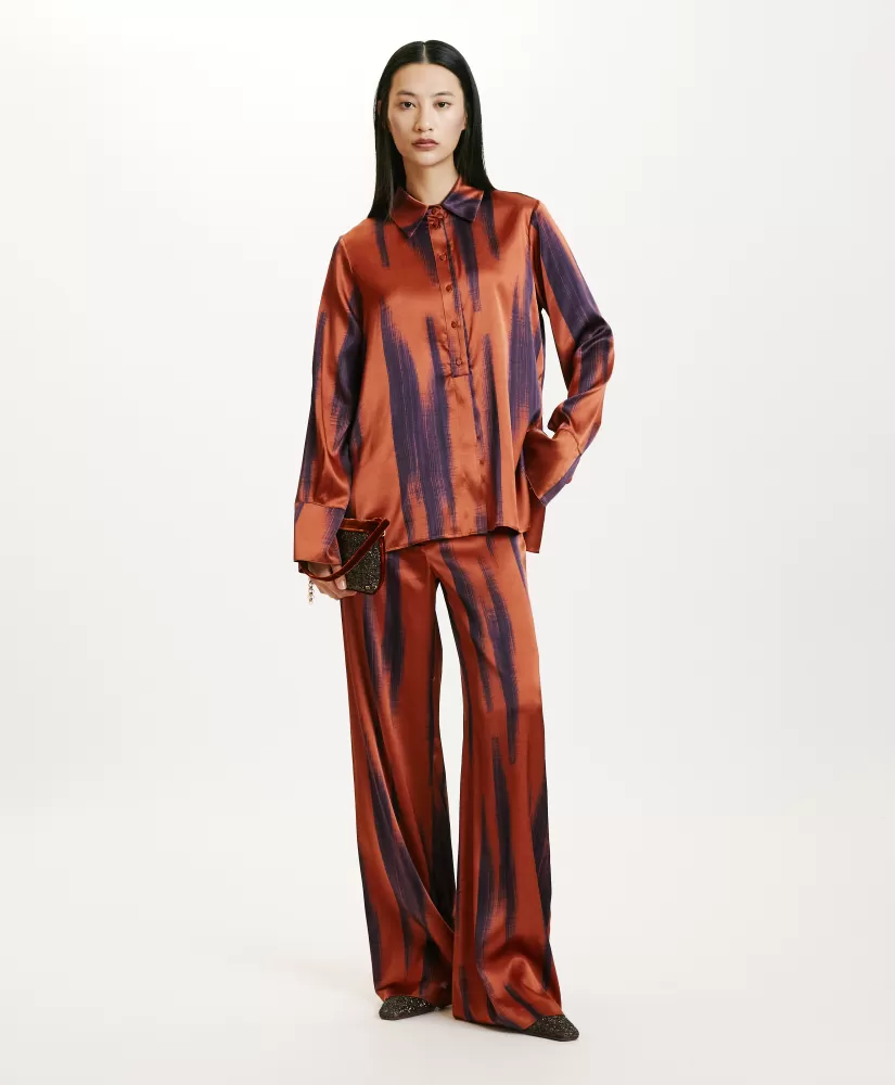 PANTALONI MISAKI IN RASO STRETCH STAMPATO--Momoni Flash Sale