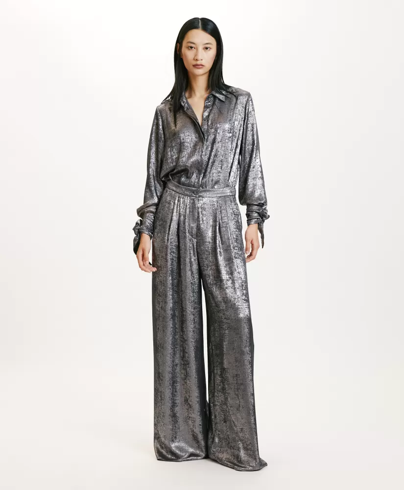 PANTALONI PATRICE IN LAMINATO FLUIDO --Momoni Cheap