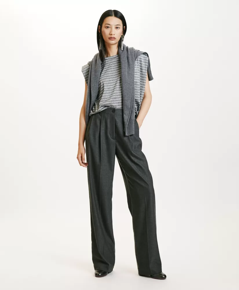 PANTALONI SORAI IN CHEVRON VISCOSA LANA STRATCH-GRIGIO CARBONE-Momoni Discount