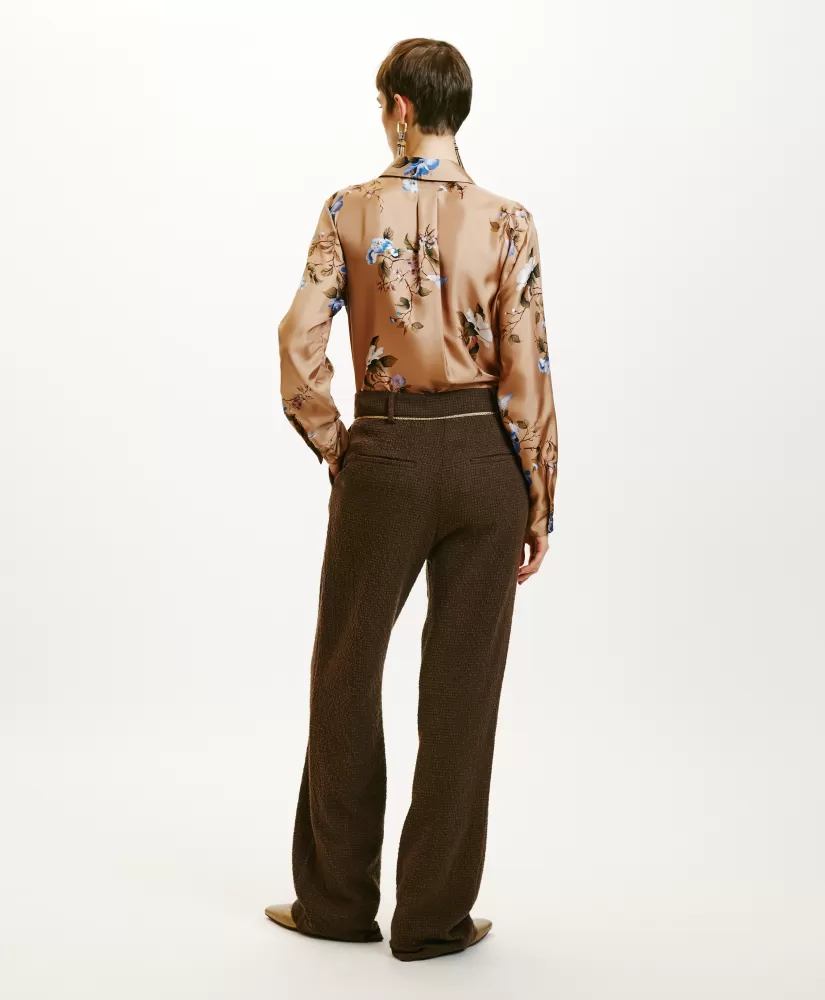 PANTALONI UKIYO IN PIED DE POULE SEERSUCKER-CACAO MULTICOLORE-Momoni Cheap