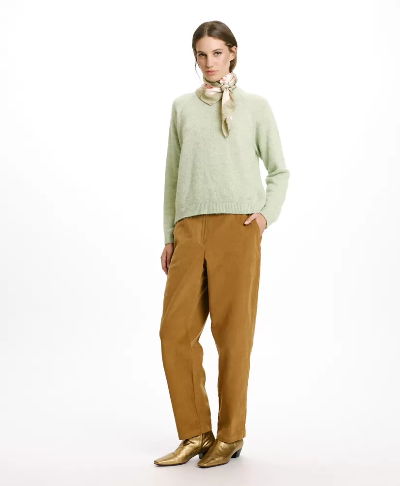 PANTALONI YOKO IN VELLUTO MILLE RIGHE STRETCH--Momoni Online