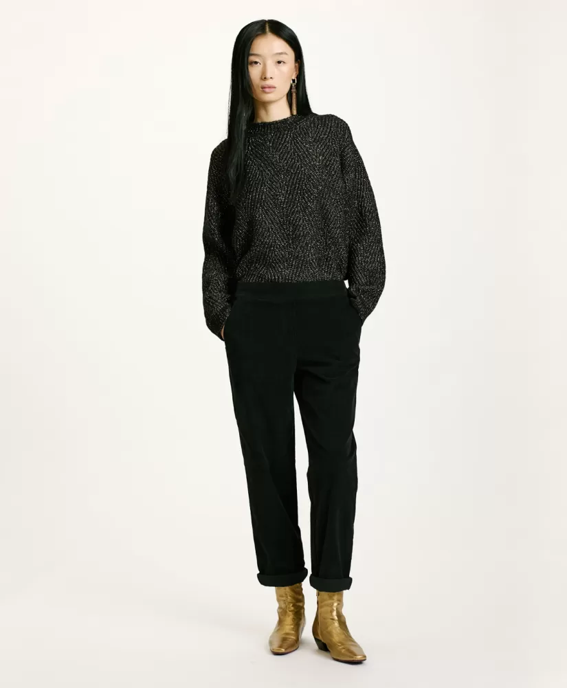 PANTALONI YOKO IN VELLUTO MILLE RIGHE STRETCH--Momoni Clearance
