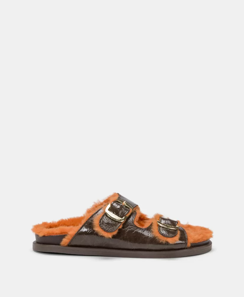 SCARPE HAGI IN PELLE NAPLAK-MARRONE SCURO/ARANCIONE-Momoni Flash Sale
