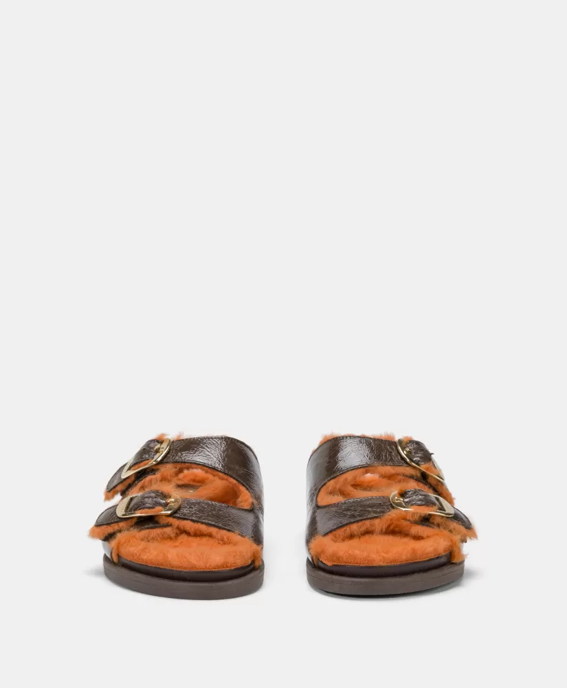 SCARPE HAGI IN PELLE NAPLAK-MARRONE SCURO/ARANCIONE-Momoni Flash Sale