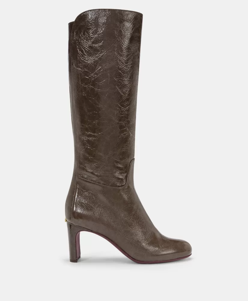 SCARPE REIKO IN PELLE NAPLAK-MARRONE SCURO-Momoni Sale