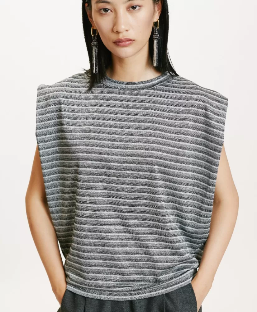 TSHIRT ENNA IN JERSEY LUREX -GRIGIO MULTICOLORE-Momoni Sale