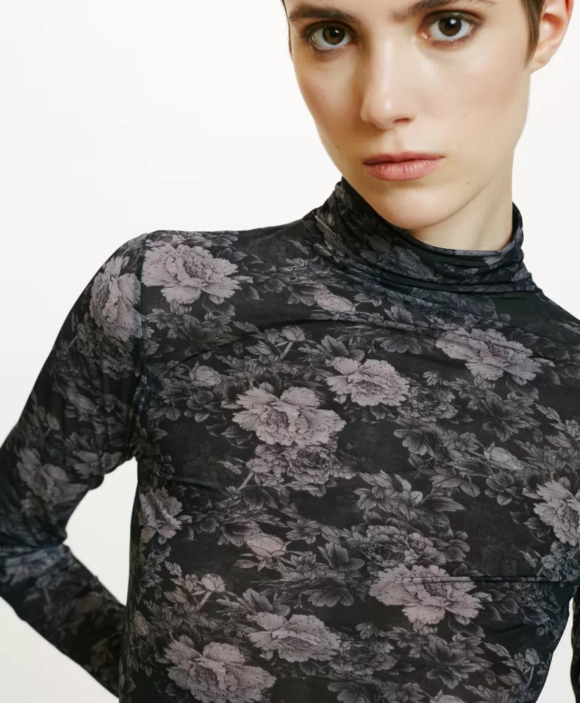 TSHIRT INE IN NYLON STAMPATO-BLU/BLU NOTTE-Momoni New