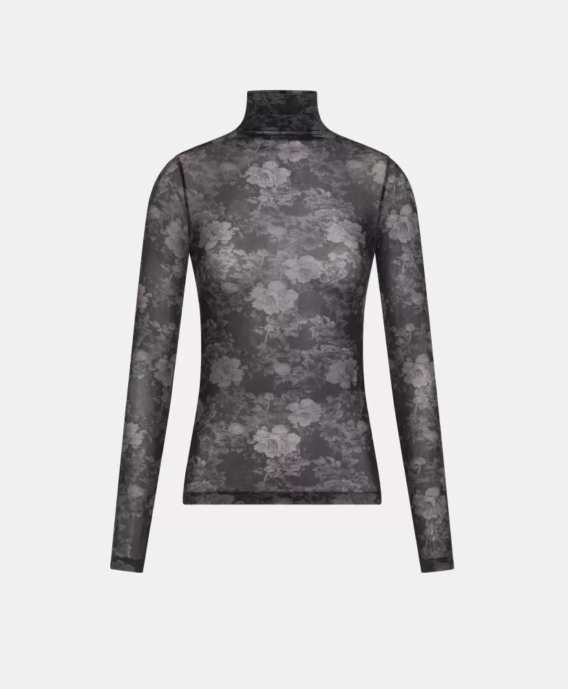 TSHIRT INE IN NYLON STAMPATO-BLU/BLU NOTTE-Momoni New
