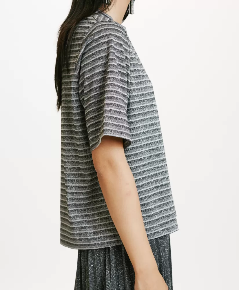 TSHIRT IORA IN JERSEY LUREX -GRIGIO MULTICOLORE-Momoni Outlet