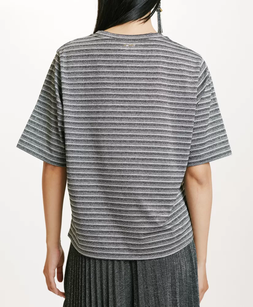 TSHIRT IORA IN JERSEY LUREX -GRIGIO MULTICOLORE-Momoni Outlet