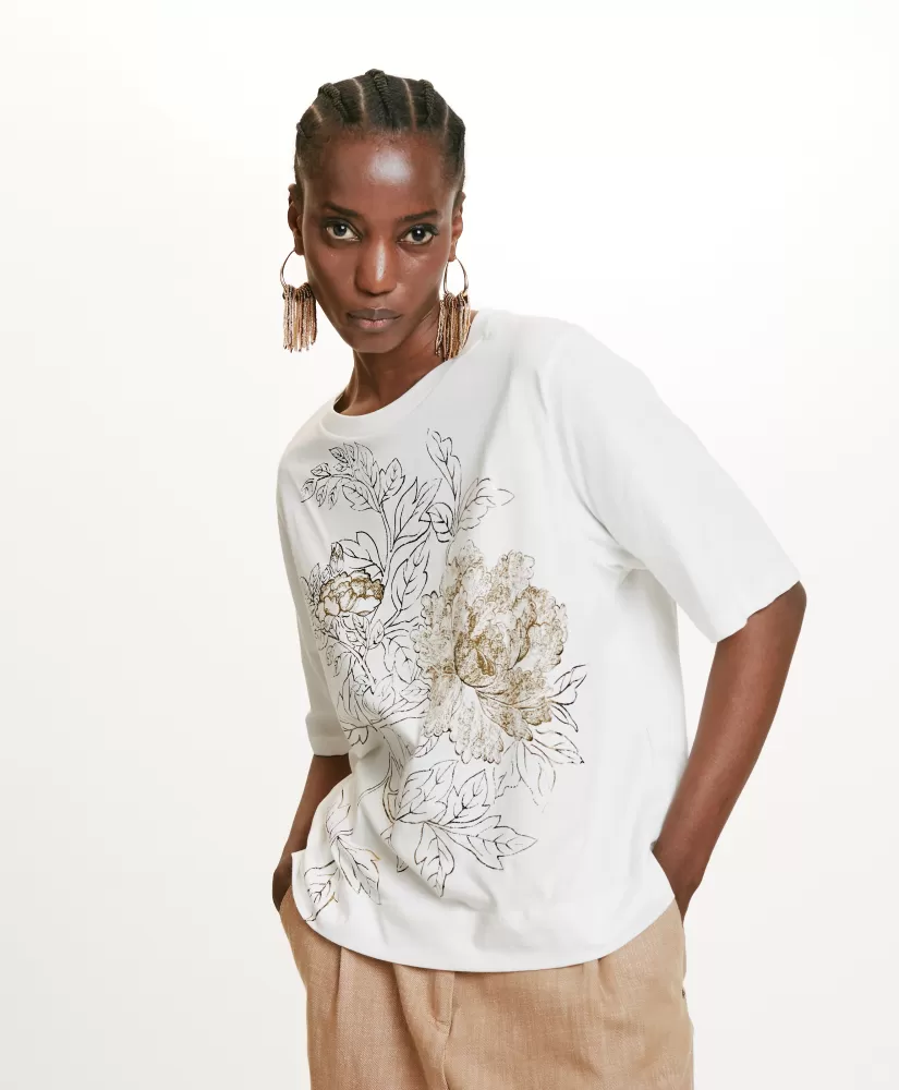 TSHIRT IORA IN JERSEY STAMPA LAMINATA--Momoni Clearance